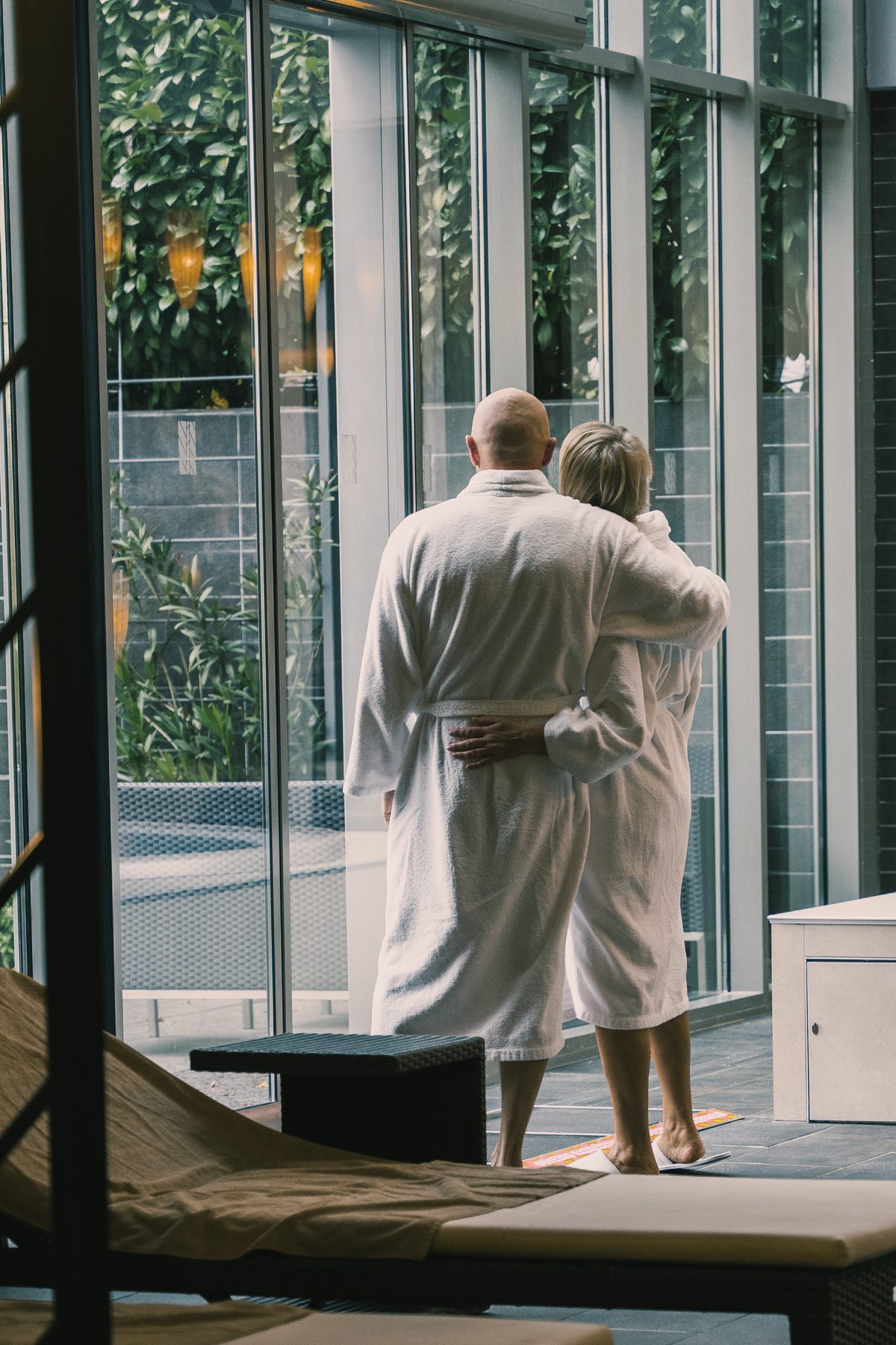 A couple resting at Hotel Aleksander